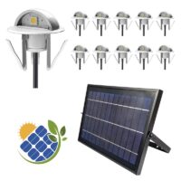 KIT 10 BALIZAS EMBUTIR LED C/PAINEL SOLAR