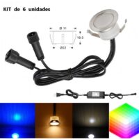 KIT 6 BALIZAS LED EMBUTIR 0.3W AZUL
