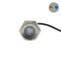 FOCO LED RGB ENCASTRÁVEL P/ TAMPÃO DE DRENAGEM EM BARCOS 27W 12V INOX 316L