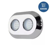 FOCO LED BRANCO FRIO SUBAQUÁTICO DE SUPERFÍCIE P/ BARCOS 120W 9-32V IP68 AÇO INOX 316L