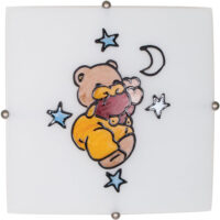CANDEEIRO DE TETO BRIER QUADRADO URSO ESTRELAS P/ 2X E27
