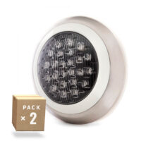 PACK 2 FOCOS LED P/ PISCINA 24W Ø300MM | MONTAGEM SUPERFÍCIE