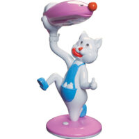 CANDEEIRO DE MESA GATO ROSA/BRANCO P/ 1X PL-2U