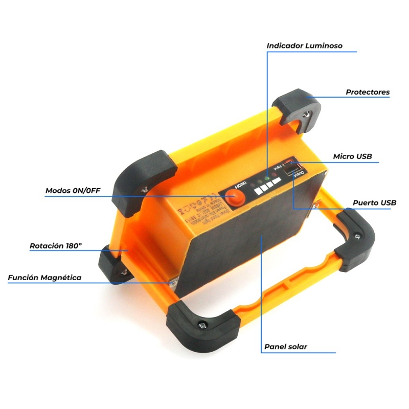 PROJETOR SOLAR LED PORTÁTIL C/ BATERIA POWER BANK 30W - Image 4