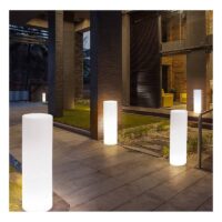 VASO LED RGBW DE RESINA BRANCA 40 X 115CM 7W IP65 S/ FIO