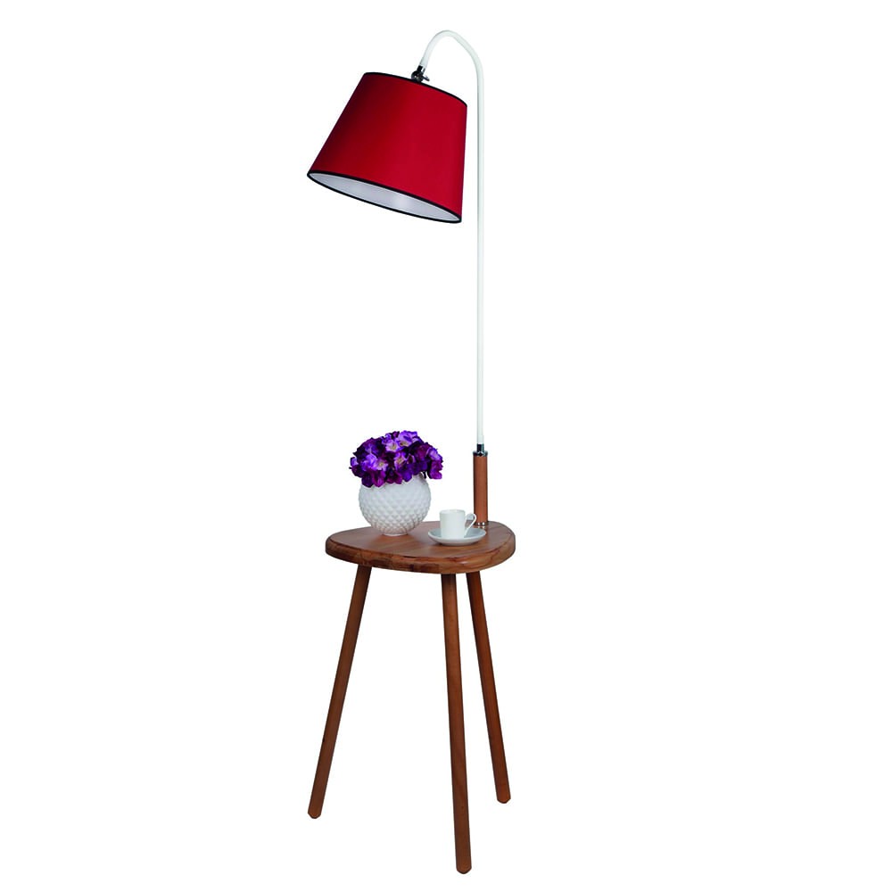 CANDEEIRO DE PÉ DE MADEIRA MODELO 3 DECO BORDEAUX COM MESA