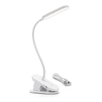 CANDEEIRO DE MESA LED RECARREGÁVEL C/ REGULAÇÃO C/ CLIPE 2,5W/5V 1200MAH BRANCO