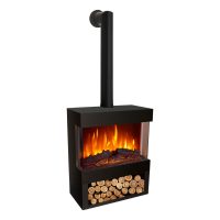 LAREIRA ELÉTRICA DE CHÃO C/ TUBO DECORATIVO TORRE 1800W