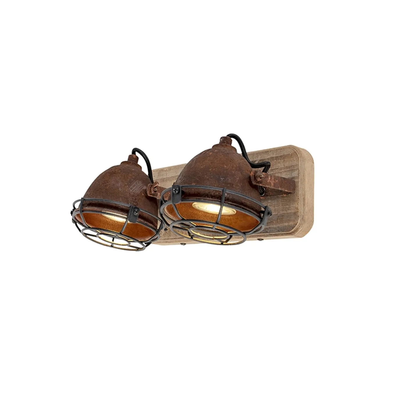 CANDEEIRO INDUSTRIAL CASTANHO ENFERRUJADO C/ MADEIRA INCLINÁVEL GINA | 2 FOCOS - Image 14